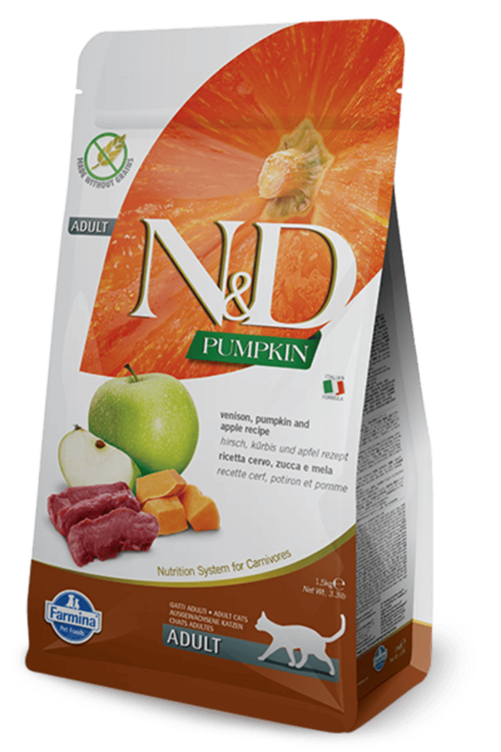 Croquettes n&d potiron cerf & pomme chat 1,5 kg