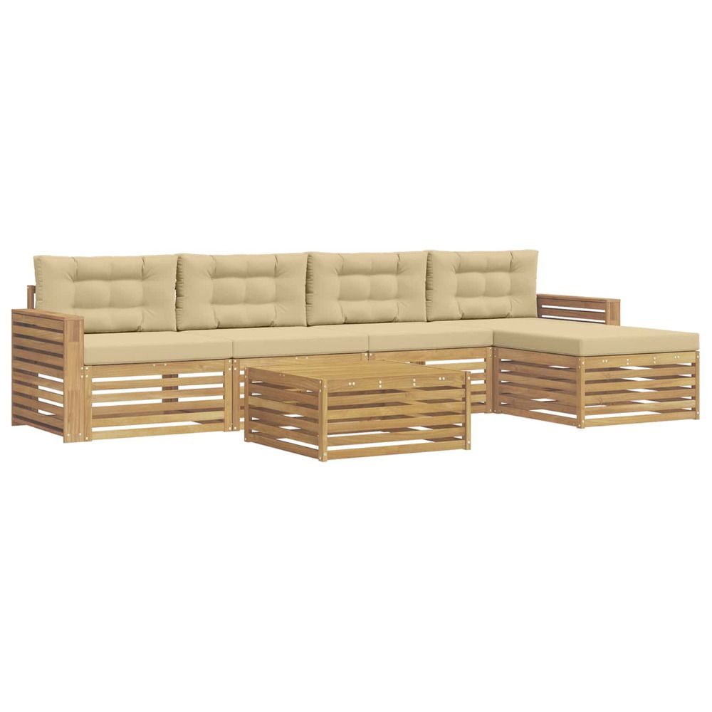 Ensemble de canapés d'extérieur 6 pc blanc et beige polyester