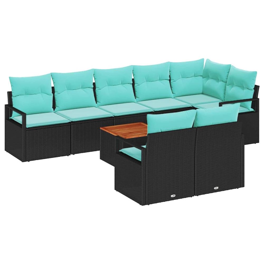 Ensemble de canapé de jardin 9 pc noir polyrotin