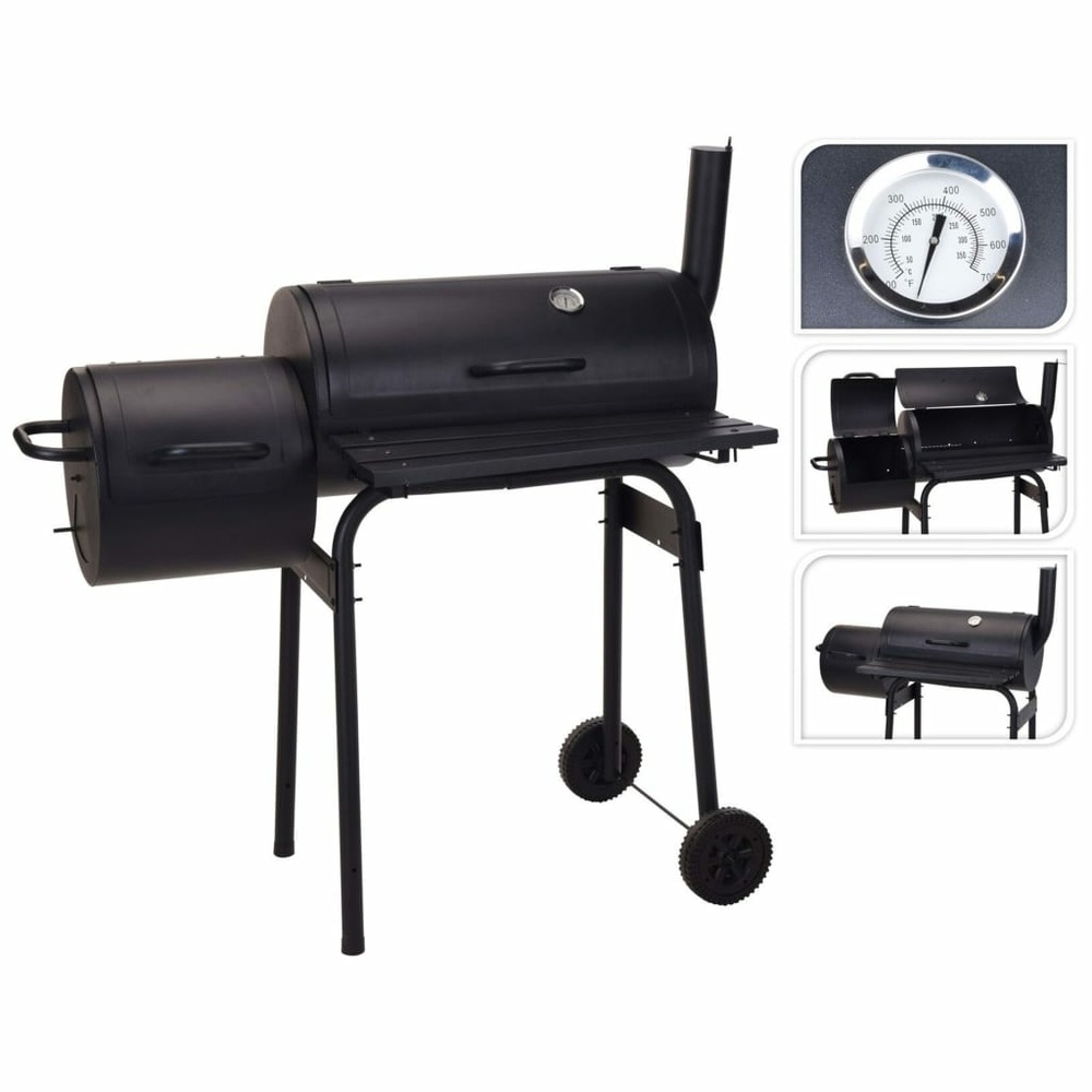 Barbecue fumoir au charbon de bois Ø44cm – Jacques – Smoker premium avec  aérateurs. fumoir. gril. boite de fumage. noir