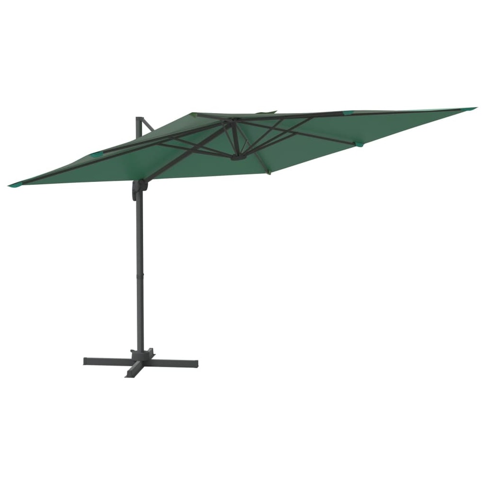 Parasol déporté avec mât en aluminium vert 400x300 cm