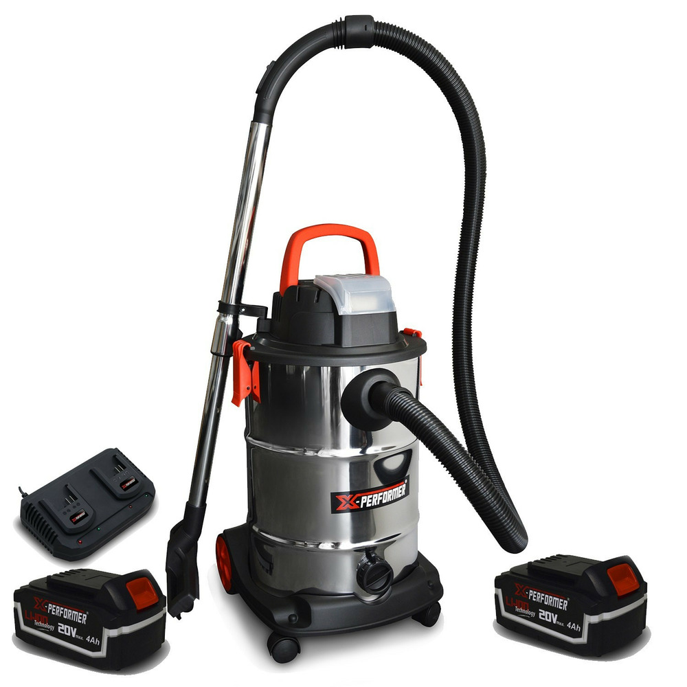 Aspirateur eau et poussière compact brushless sur batterie - xperformer xpvc20libl-30l + 2 bat. 4 ah + double chargeur