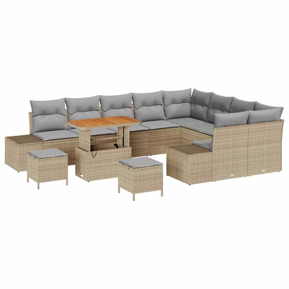 Ensemble de canapé de jardin 12 pc beige polyrotin