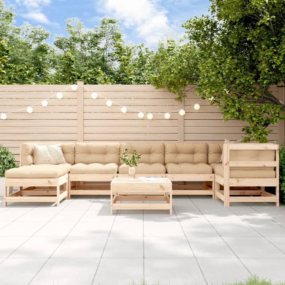 Salon de jardin 8 pcs bois de pin massif
