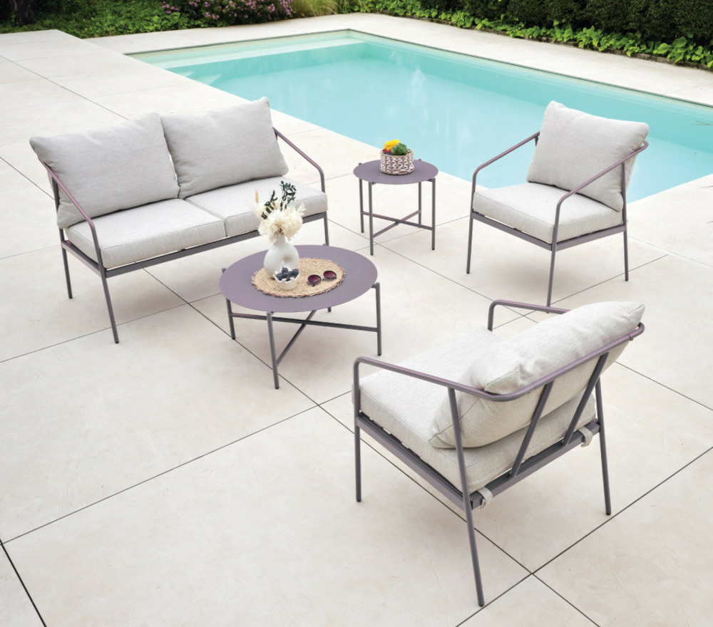 Salon de jardin en acier - 4 places - anthracite - cap ferret