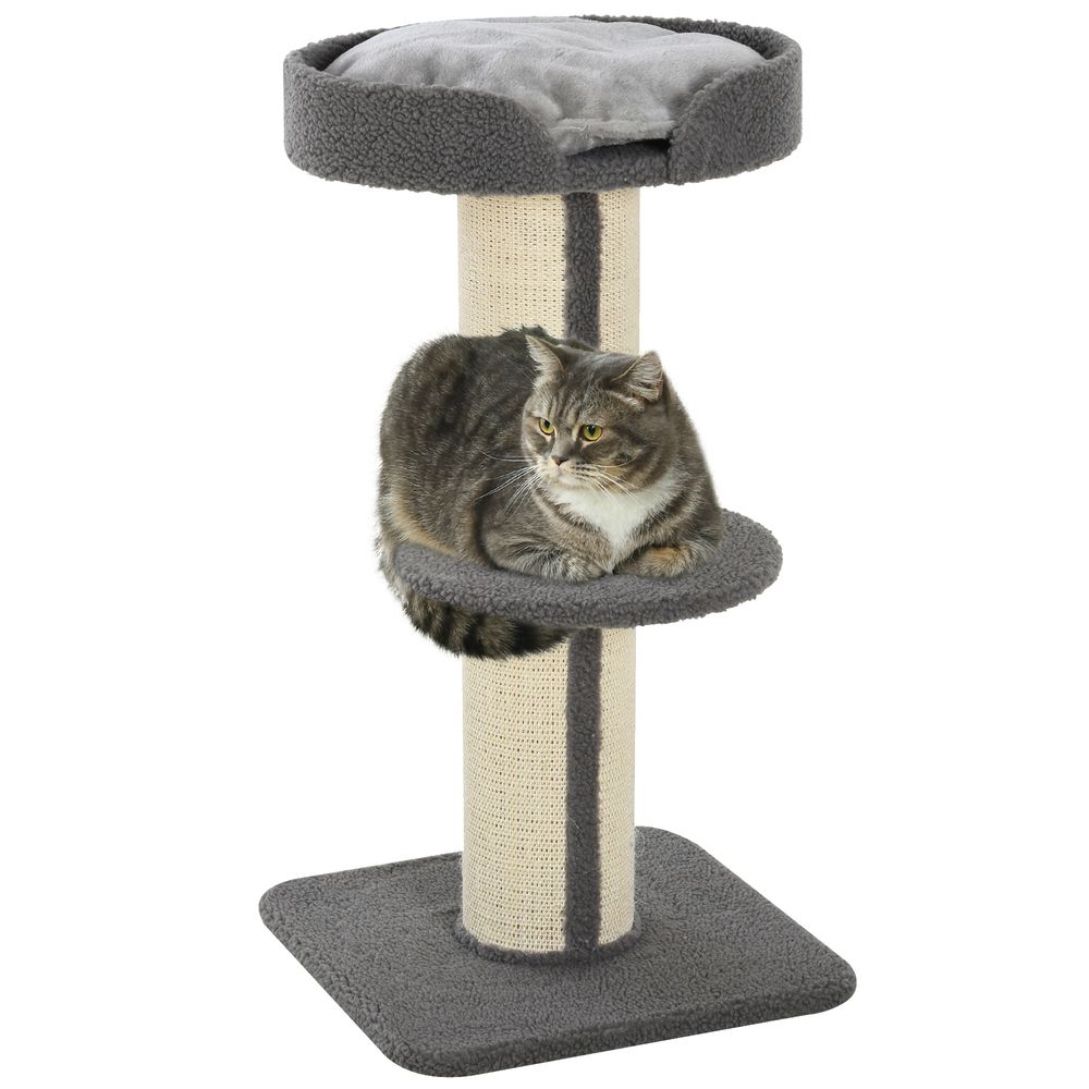 Arbre à chat panneaux de particules pour chat repos et griffes 45x45x91cm gris