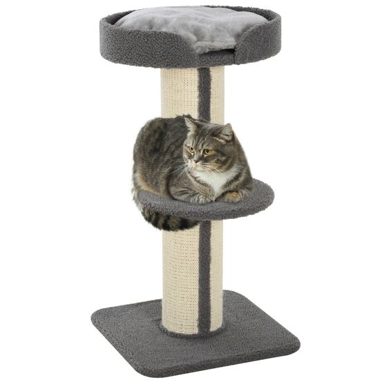 Arbre à chat panneaux de particules pour chat repos et griffes 45x45x91cm gris