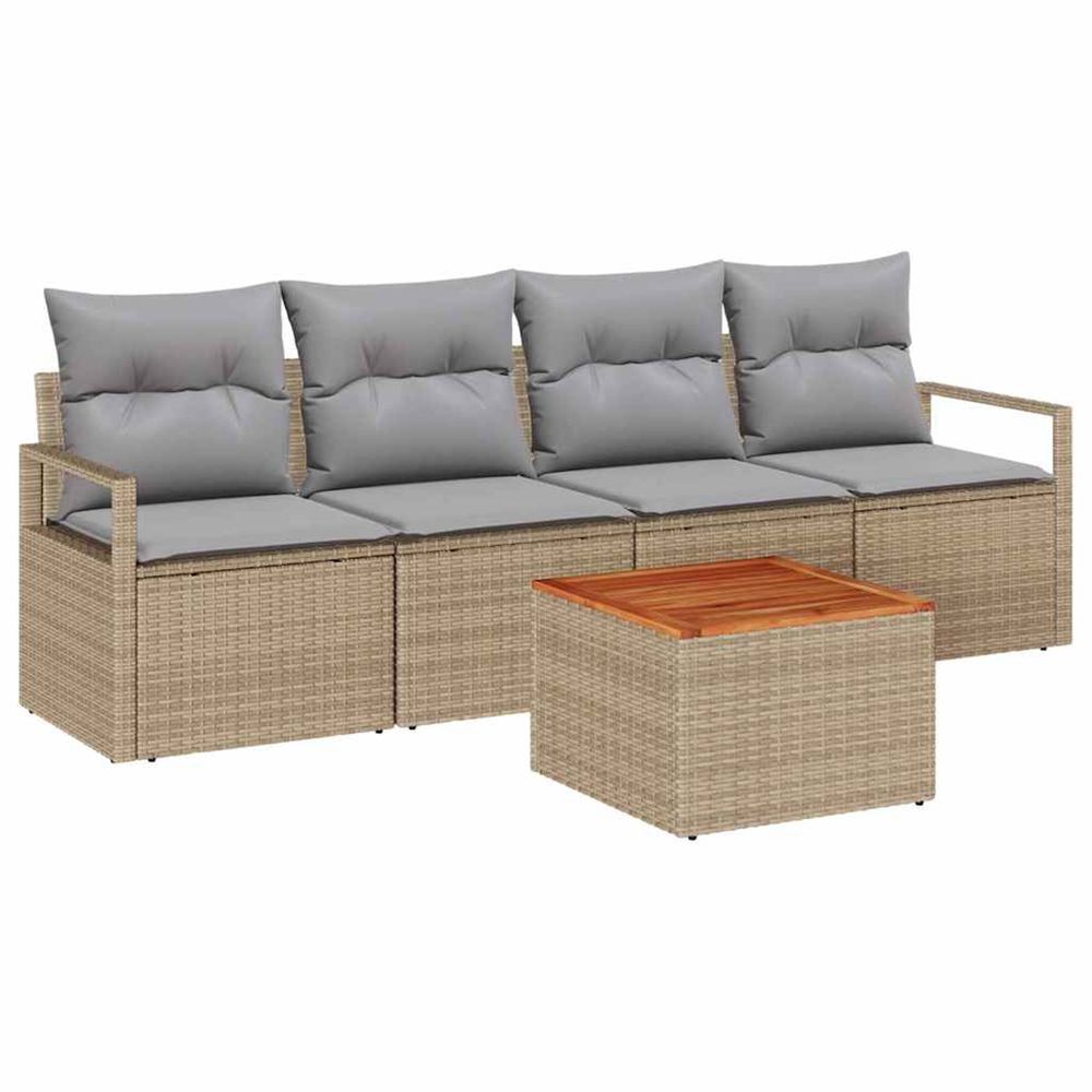 Ensemble de canapé de jardin 5 pc beige polyrotin