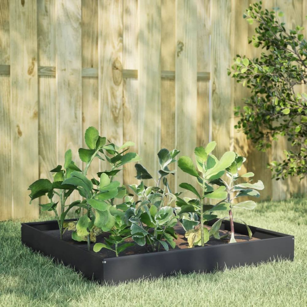 Grand carré potager acier 100x100x26 cm culture facile anthracite