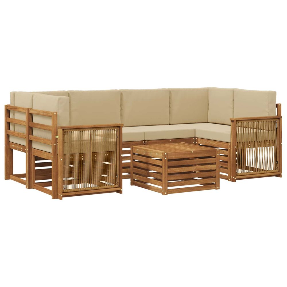 Ensemble de canapés d'extérieur 7 pc naturel et beige