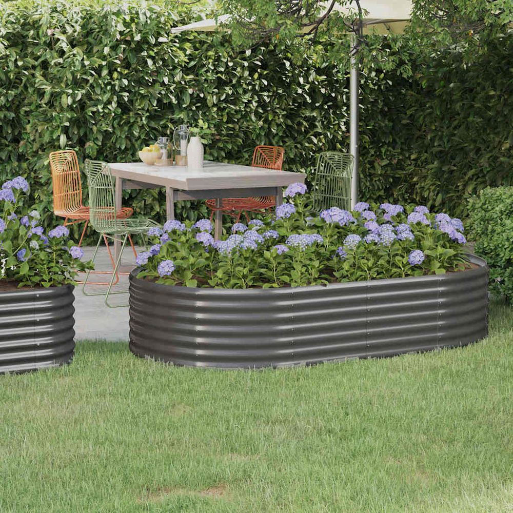 Carré potager acier galvanisé pour légumes et fleurs gris 175x100x36 cm