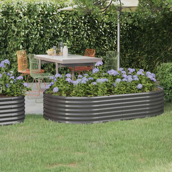 Carré potager acier galvanisé pour légumes et fleurs gris 175x100x36 cm