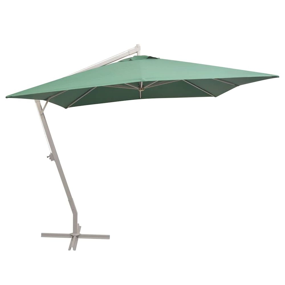 Parasol suspendu avec poteau en aluminium 300x300 cm vert