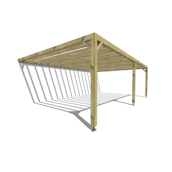 Pergola bois • 8m x 5m • adossée • sens profondeur • lattage bois • livraison comprise