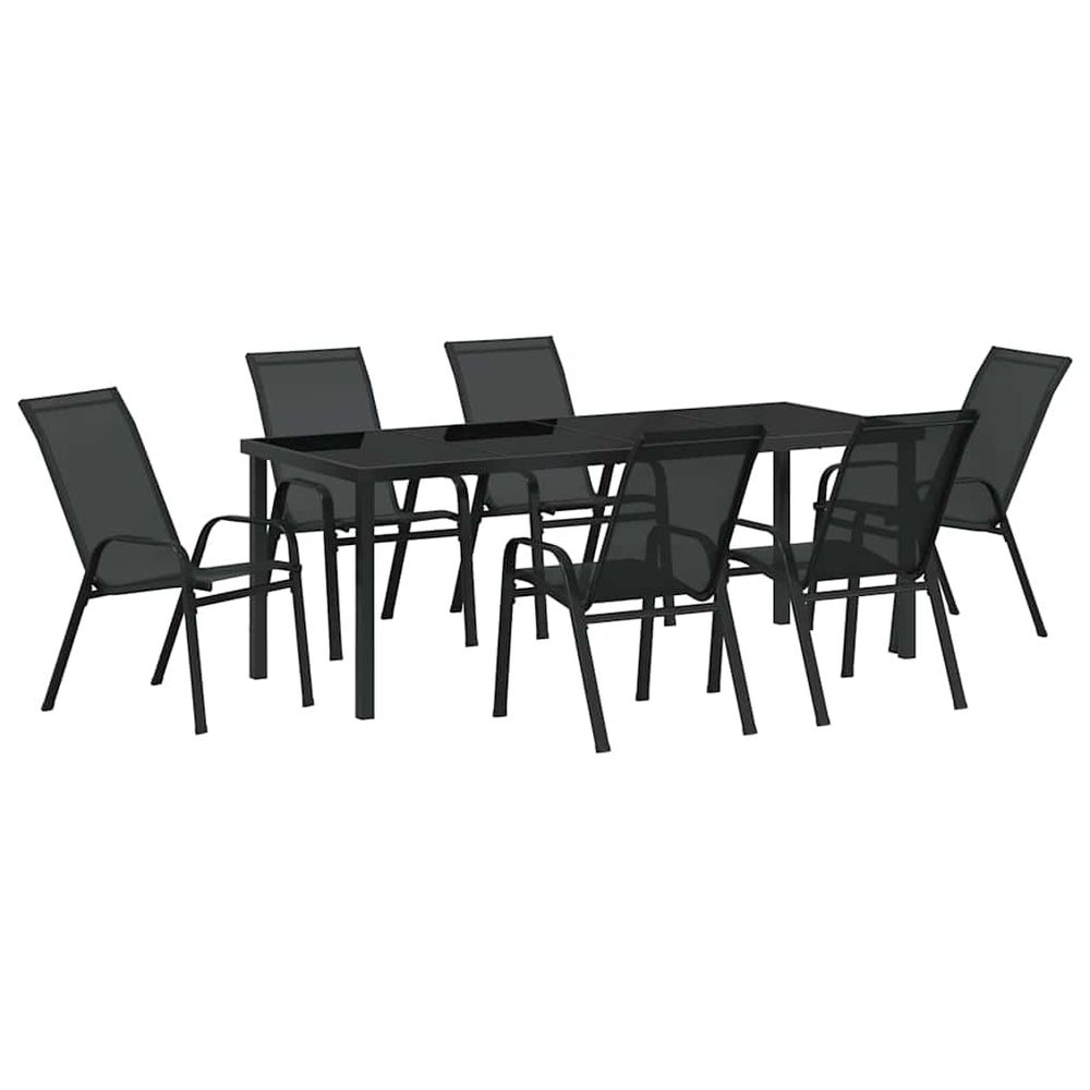 Ensemble de salle à manger pour jardin 7 pc noir