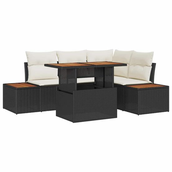 Ensemble de canapé de jardin 5 pc noir poly rotin