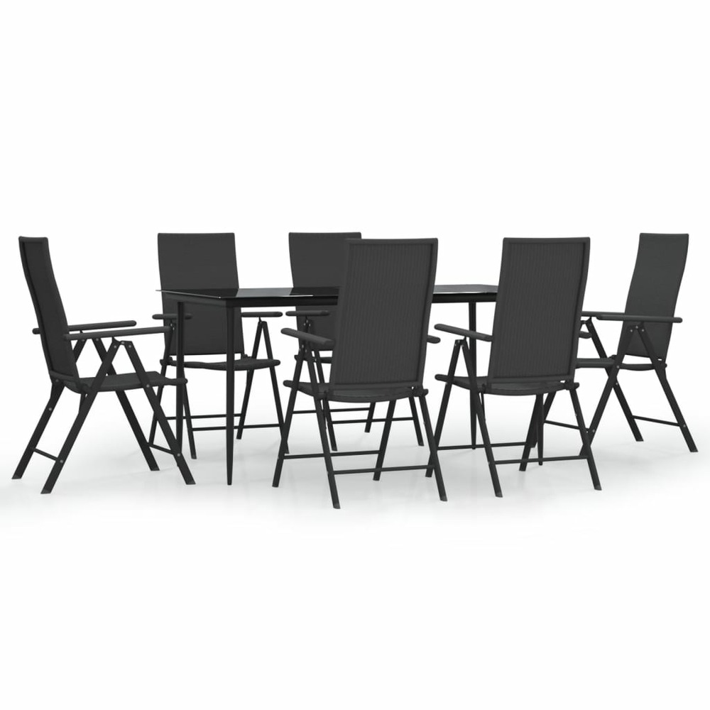 Ensemble à manger de jardin 7 pcs noir résine tressée