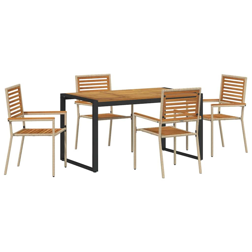 Ensemble de salle à manger pour jardin 5 pcs beige et marron