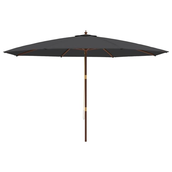 Parasol de jardin avec mât en bois 400 x 273 cm noir