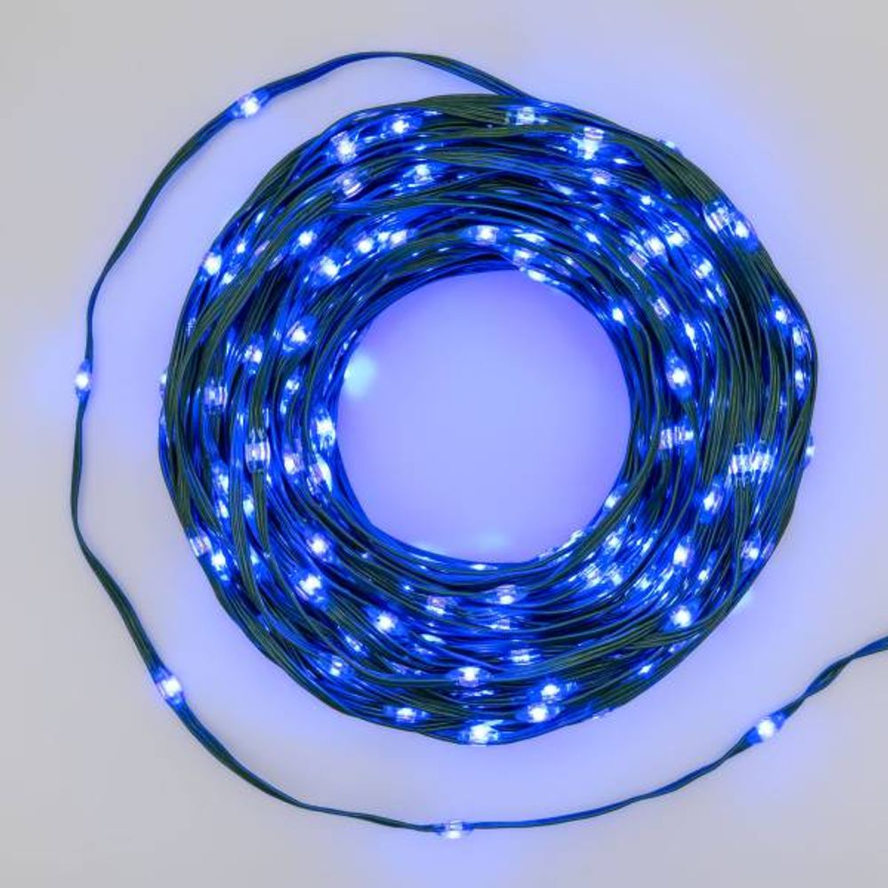 Guirlande lumineuse gouttes 30m 400 led haute luminosité bleu 8 modes lumière câble vert ip44 lotti