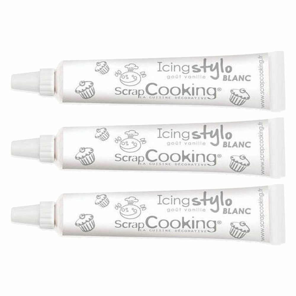 3 stylos de glaçage blanc goût vanille
