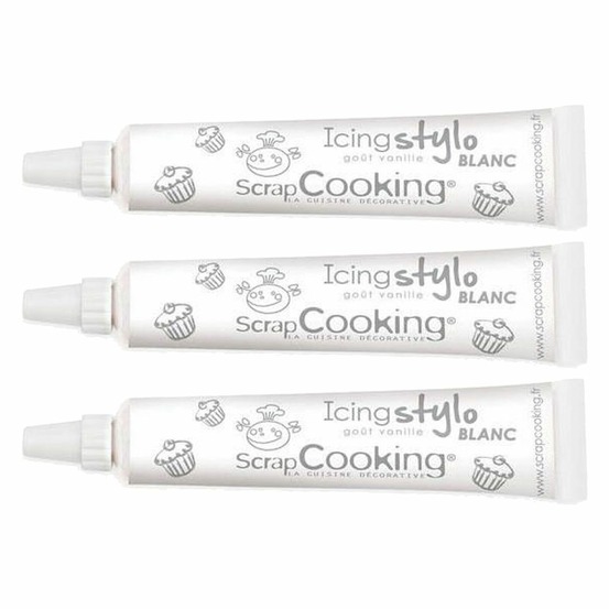 3 stylos de glaçage blanc goût vanille