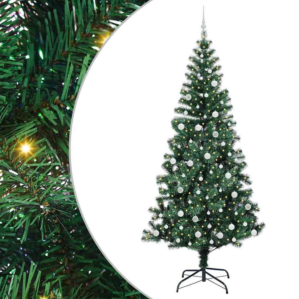 Sapin de noël artificiel pré-éclairé vert 240 cm pvc et métal