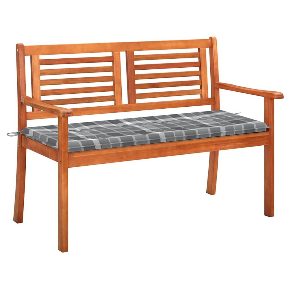 Banc de jardin 2 places avec coussin 120 cm bois d'eucalyptus