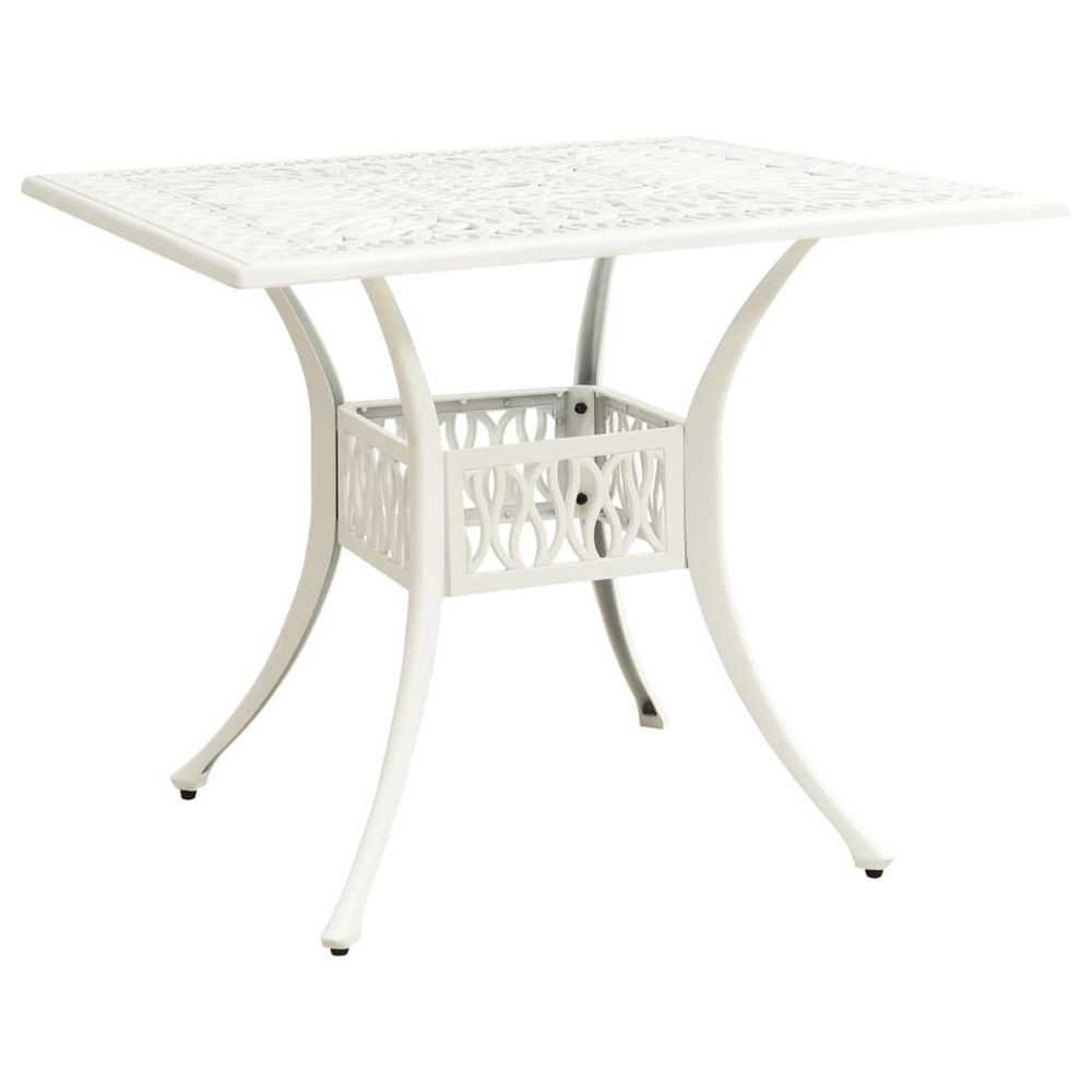 Table de jardin blanc 90x90x73 cm aluminium coulé