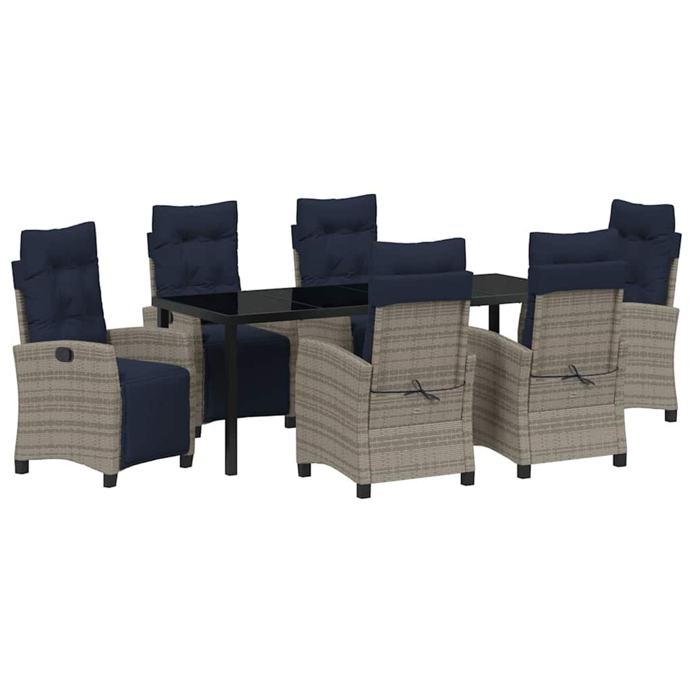 Ensemble de salle à manger pour jardin 7 pcs gris polyrotin