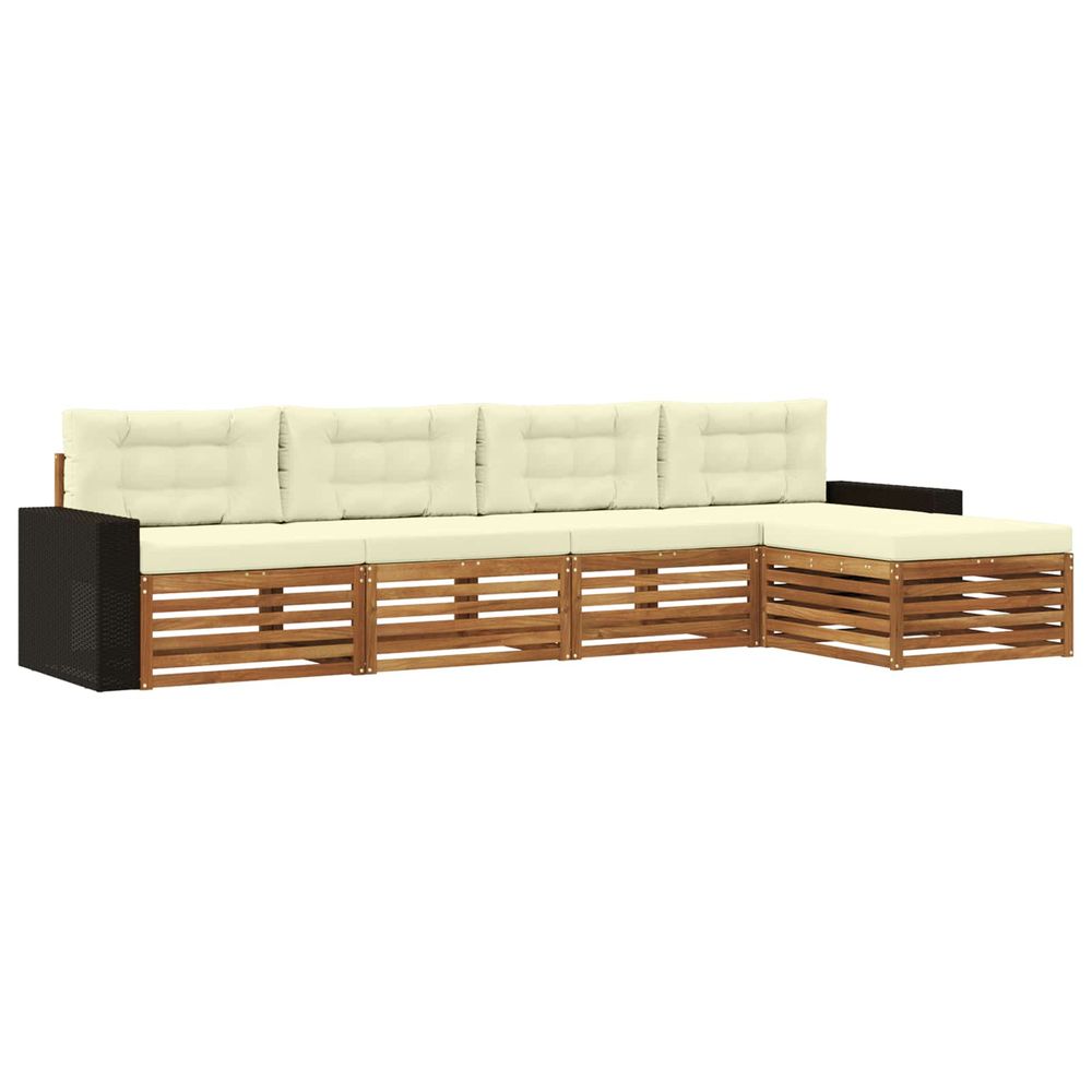 Ensemble de canapés d'extérieur 5 pc naturel et crème polyester