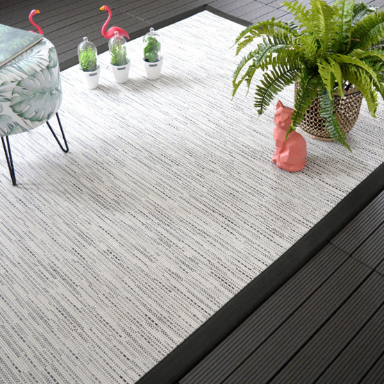 Tapis intérieur / extérieur - bornéo blanc - ganse noire - 160 x 230 cm