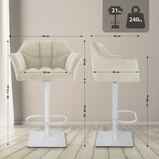 Tabouret de bar damaso w cord