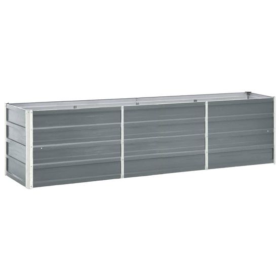 Jardinière rectangulaire acier galvanisé pour potager 240x40x45 cm gris