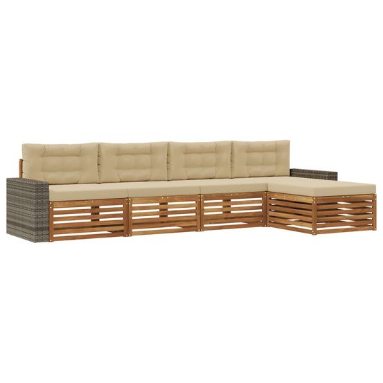 Ensemble de canapés d'extérieur 5 pc naturel et beige polyester