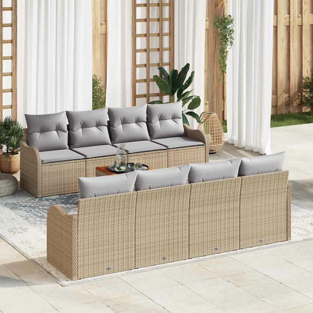 Ensemble de canapé de jardin 9 pcs beige et gris clair