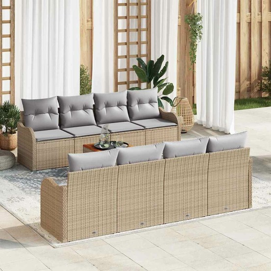 Ensemble de canapé de jardin 9 pcs beige et gris clair