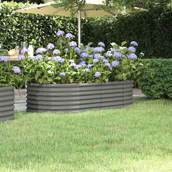 Carré potager en acier galvanisé grand bac de plantation gris 152x80x36 cm