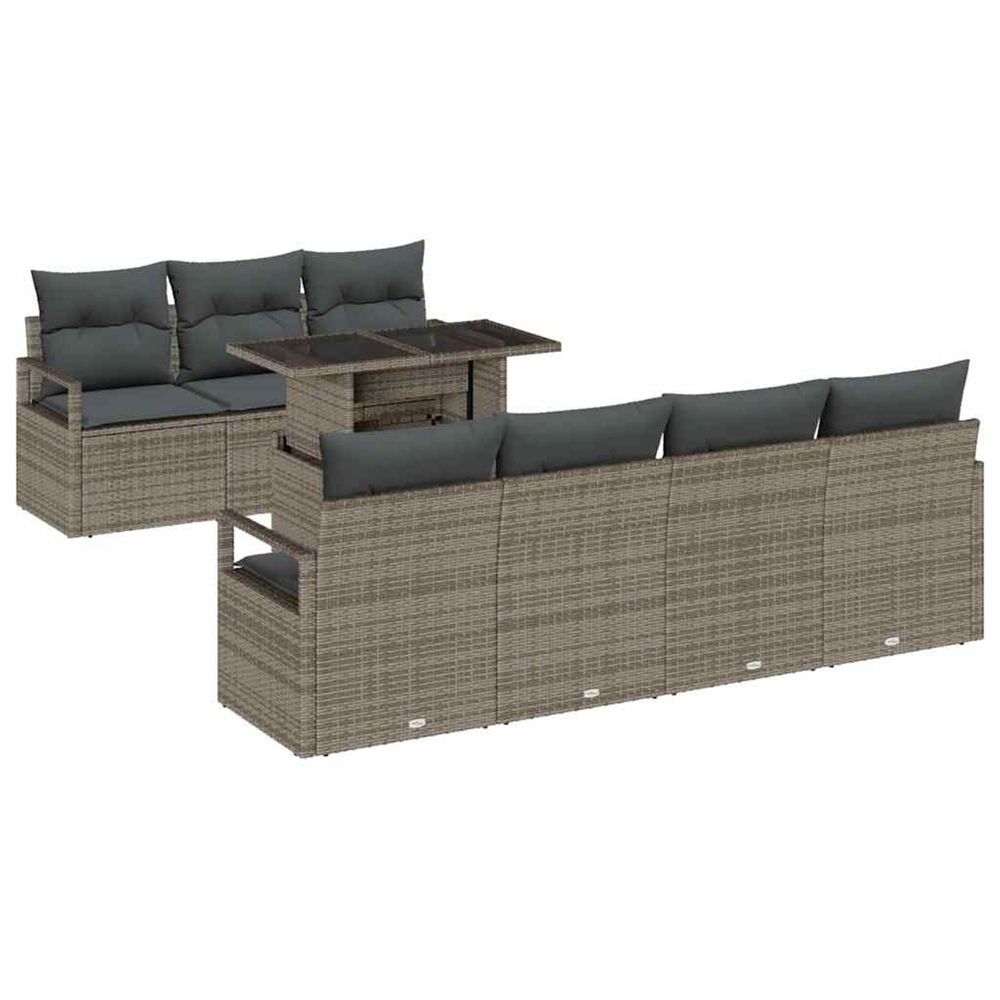 Ensemble de canapé de jardin 8 pc gris poly rotin
