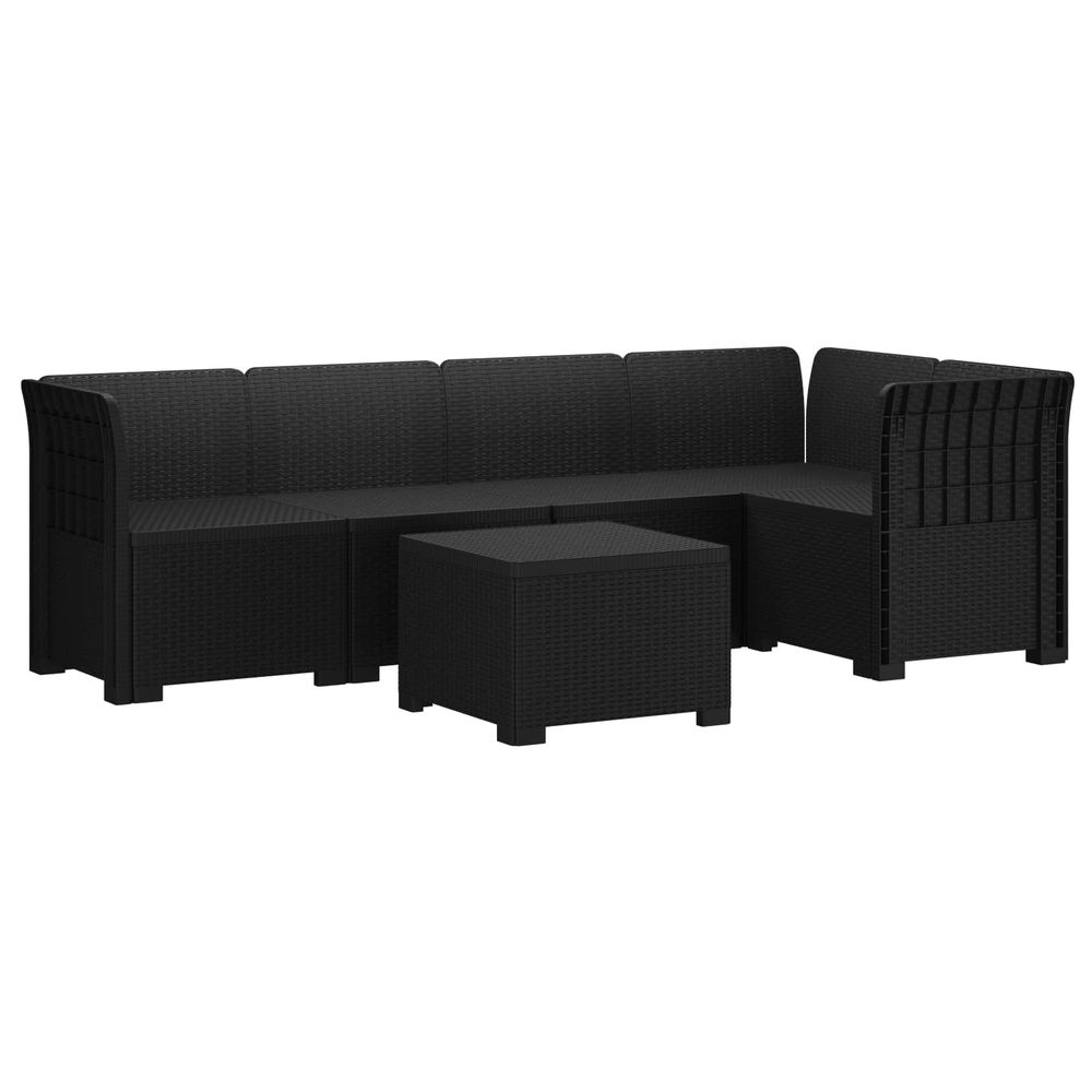 Canapé de jardin 5 places aspect rotin pp anthracite