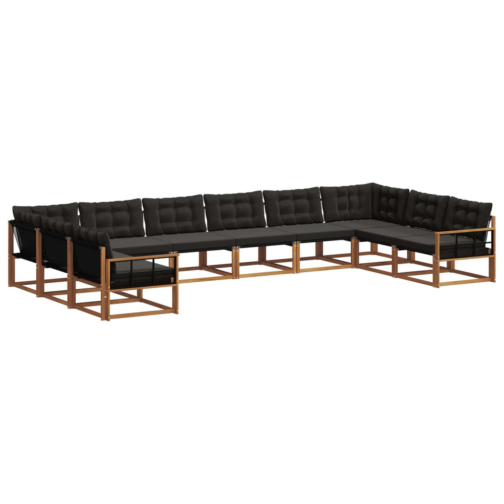 Ensemble de canapés d'extérieur 10 pcs naturel et noir