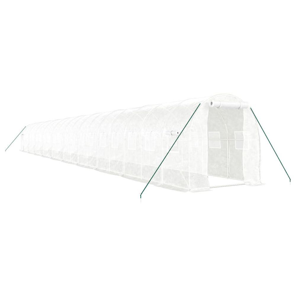 Serre avec cadre en acier blanc 40 m² 20x2x2 m