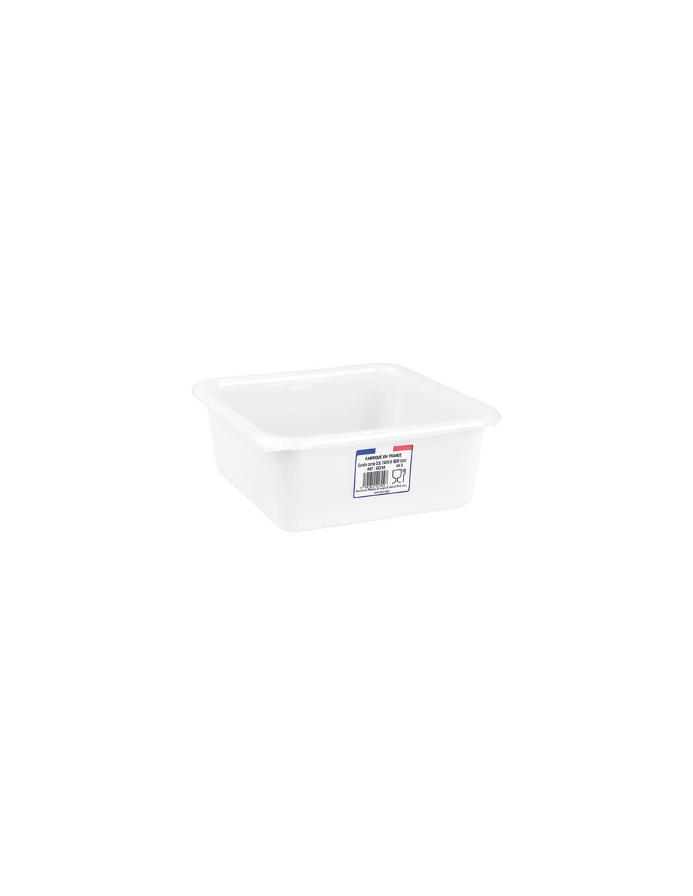 Cuvette carrée 24cm 3.5l blanc alimentaire - aluminium et plastiq