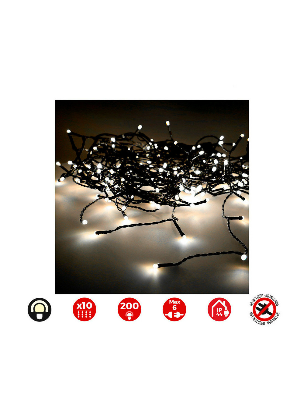 Rideau lumineux easy-connect 2x2m 10 bandes de 200 led blanc chaud 30v (usage int. Ext.) edm total 3,2w