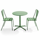 Ensemble table ronde et 2 chaises de jardin en métal vert cactus