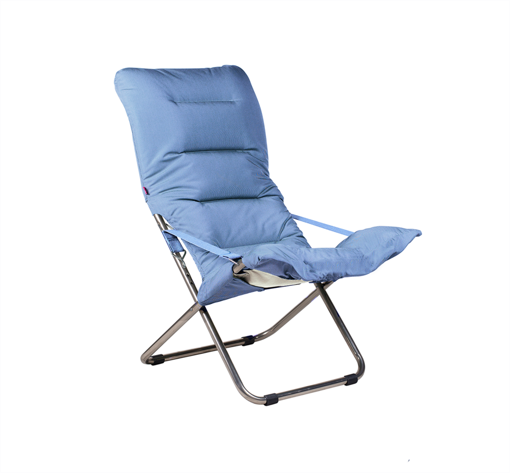 Fauteuil relax - Fiesta soft - alu. brut, oléfine Bleu ciel - L.86/99xl.62xH.89/105cm