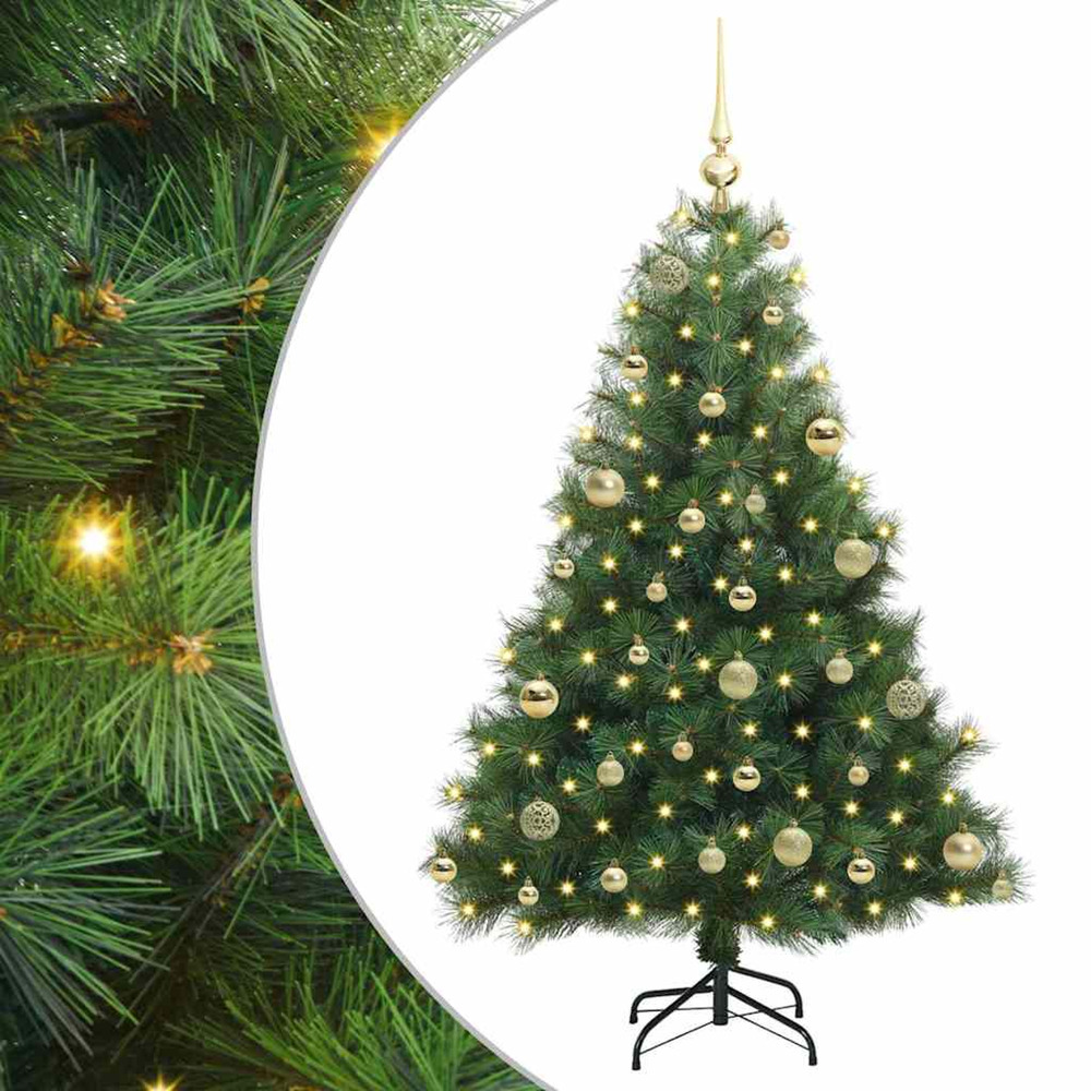 Sapin de noël artificiel avec 150 led vert 120 cm pe et pvc