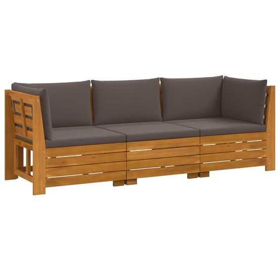 3 pc ensemble de canapés d'extérieur bois d'acacia massif