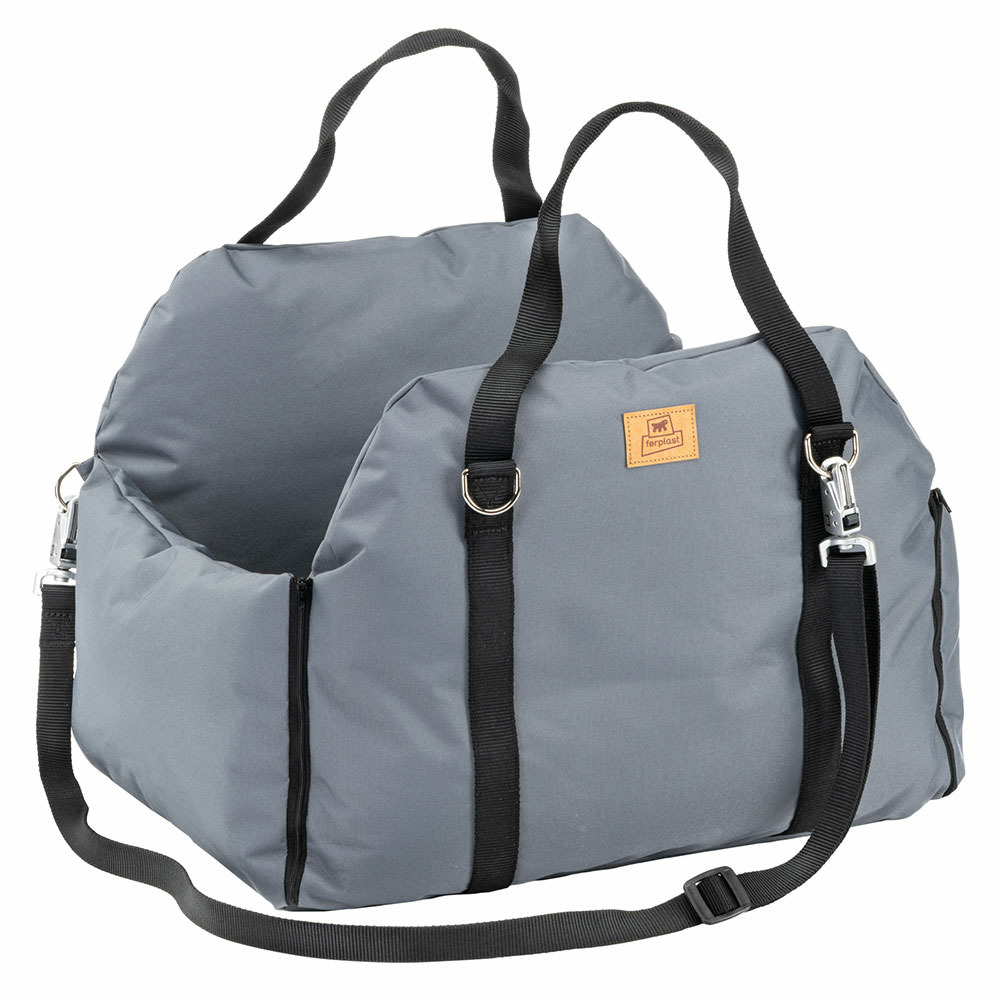 Ferplast sac transport chien, avec bandoulière et poignées, coussin réversible, fixation au siège et mousqueton magnétique, 52 ×