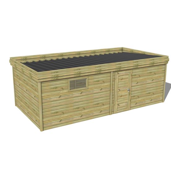 Abri de jardin bois pin traité autoclave 27mm - 6,795x3,44m / 23m2 - bac acier - abri français